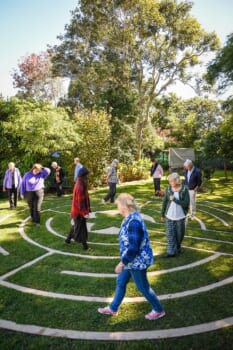 People walking on a labyrinth